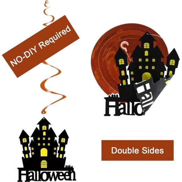 Halloween Hanging Decorations 36 PCS Ghost Pumpkin Witches Ceiling Swirls Party - Picture 5 of 7